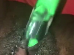 Super wett pussy takes on dildo