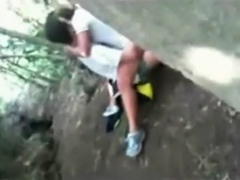 Guy sneakily tapes his friend getting some cowgirl action in the forest