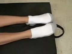 Hot Brunette Workout in sock