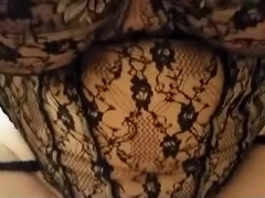 Busty booby slut flashes her tits and gives handjob in pov