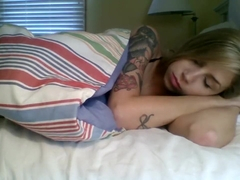 Horny blonde Ryan Riesling masturbates in front of webcam