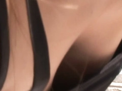Smoking down blouse video of a cute Asian girly girl