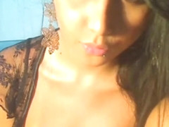 Busty brunette hottie masturbates with dildo on webcam