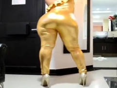 Milf Big ass gold bodysuit