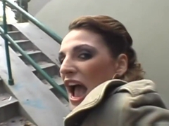 Euro MILF sweet talked into selling her pussy in public