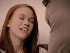 Redhead teen takes BBC from behind